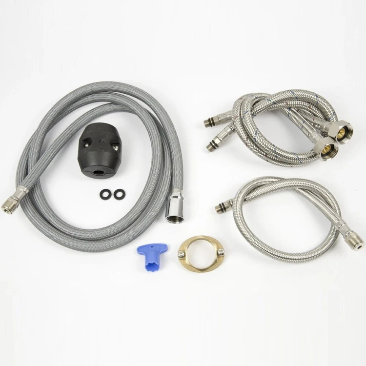 Bateria wannowa 3 otworowa lugo cmb7542bsl z wylewką i słuchawką prysznicową stal szczotkowana