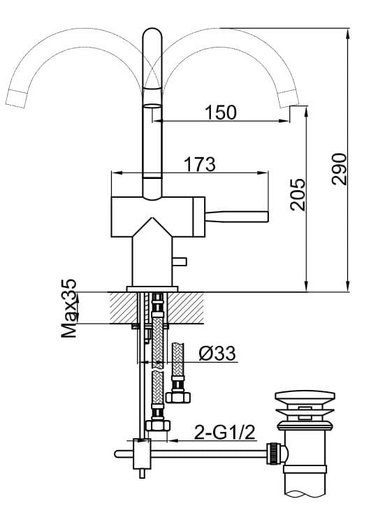 Bateria umywalkowa KOHLMAN Maxima QB150M