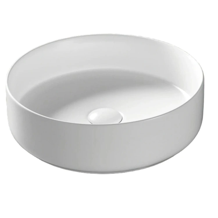 Umywalka nablatowa lugo okrągła 360x120 mm z korkiem białym