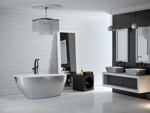 Wanna wolnostojąca Besco GOYA GLAM 142x62 srebrna