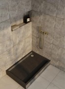 Brodzik prostokątny FAVORY PLUS BLACK STONE 80x100 Schedpol Schedline, czarny + syfon