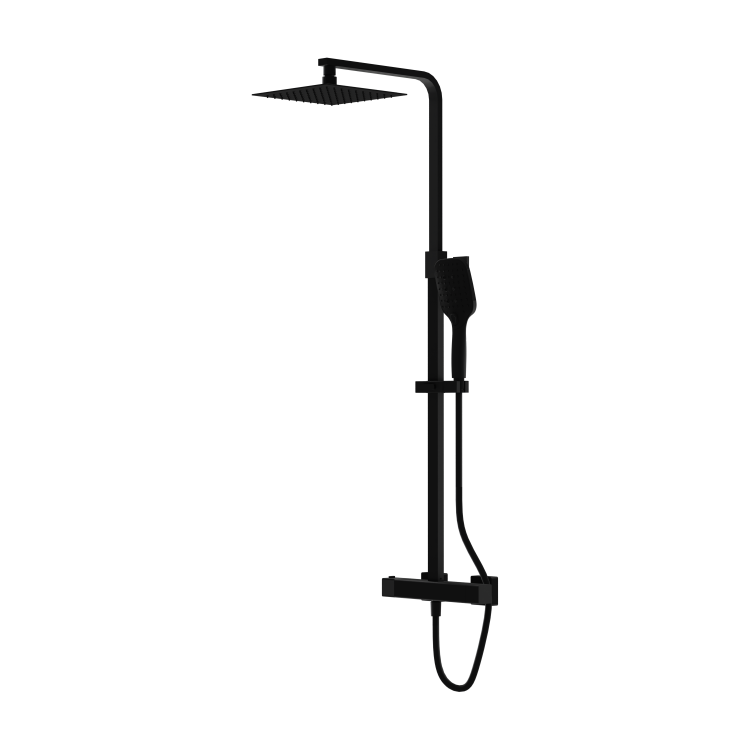 Natynkowy zestaw prysznicowy termostatyczny z deszczownicą Cetus Matt Black Lavita