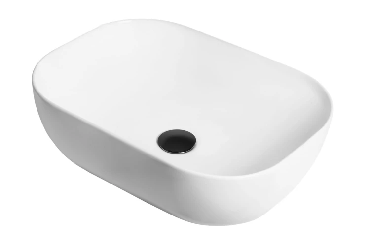 Umywalka nablatowa mono prostokątna 460x320x140 mm z korkiem czarnym