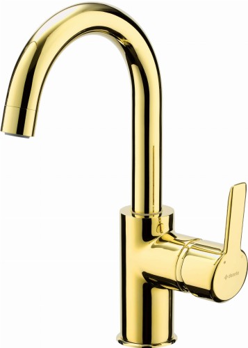 Bateria umywalkowa stojąca z obrotową wylewką U Arnika Deante złota