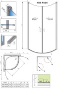 Kabina półokrągła Radaway Nes PDD I 90x90x200 szkło przejrzyste