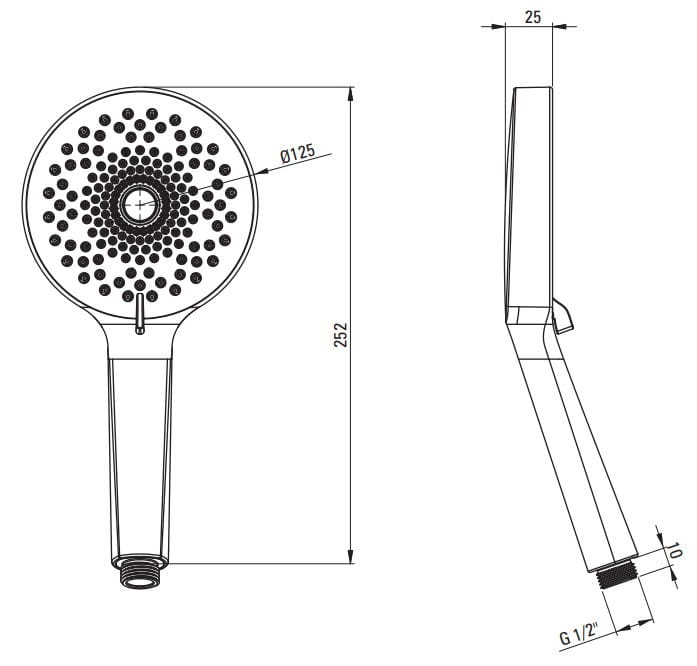 Słuchawka prysznicowa okrągła 3-funkcyjna Alpinia Deante