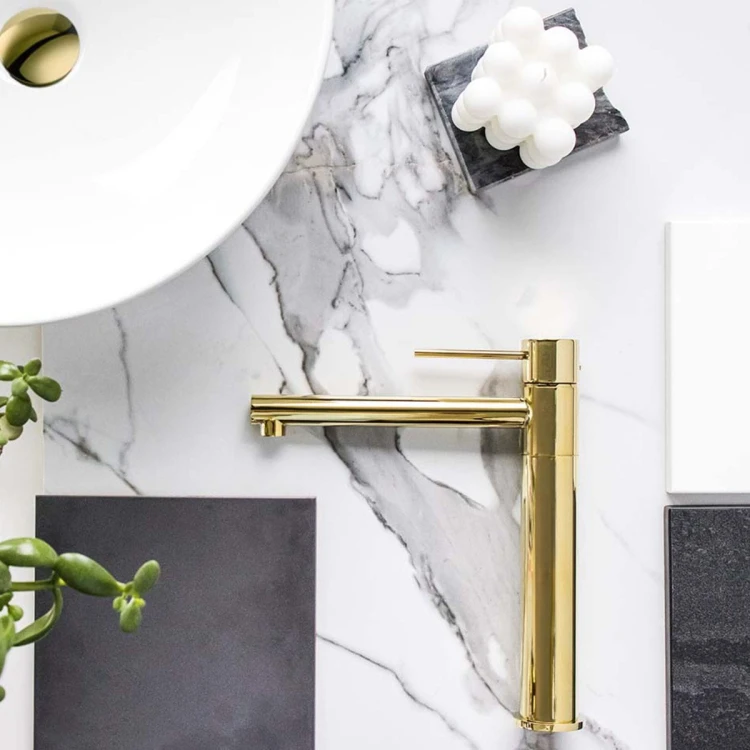 Bateria stojąca corsan cmb7521bgl lugo z ruchomą wylewką złoto szczotkowane