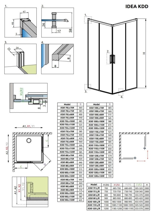 Kabina prysznicowa Radaway Idea White KDD 75x80x200,5 biała
