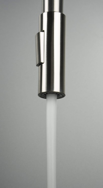 Bateria kuchenna z giętą wylewką nero stal Luno Deante