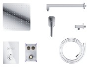 Zestaw prysznicowy podtynkowy corsan box termostat przyciskowy deszczownica 25cm chrom