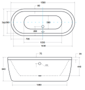 Wanna wolnostojąca Besco VICTORIA 160x75 cm biała