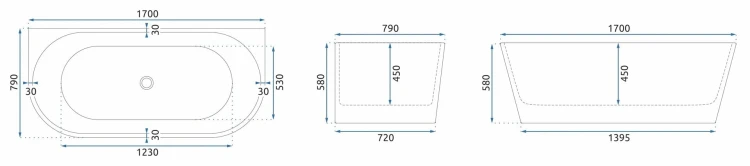 Wanna przyścienna akrylowa biała Olimpia 170 REA