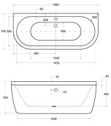 Wanna przyścienna Besco Volya 160x75 cm biała