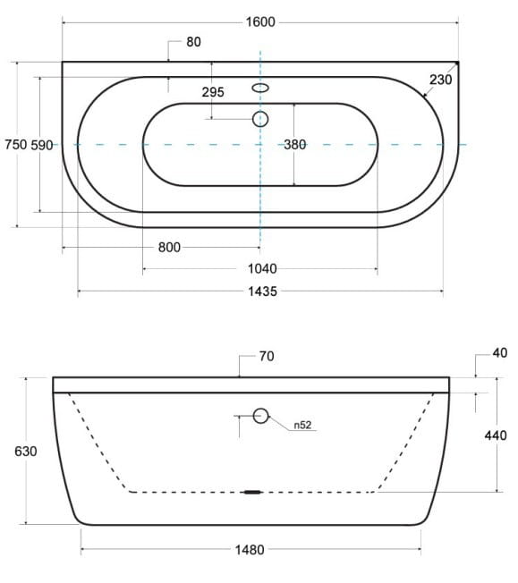 Wanna przyścienna Besco Volya 160x75 cm biała