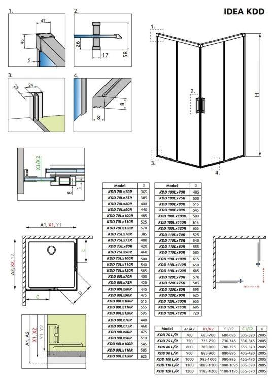 Kabina prysznicowa Radaway Idea White KDD 80x80x200,5 biała