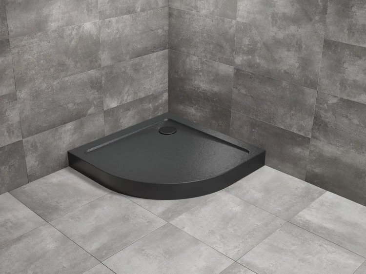 Brodzik półokrągły Radaway Doros A Compact 80x80 Stone czarny