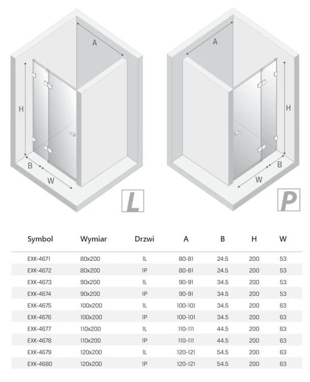 Drzwi prysznicowe New Trendy Eventa Gold Shine lewe czyste