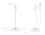 Deante Alpinia Bateria wannowa wolnostojąca z kompletem natryskowym