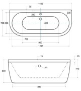 Wanna przyścienna Besco Volya 140x75 cm biała