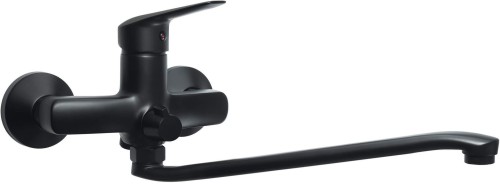 Bateria umywalkowa ścienna z wydłużoną wylewką Boro nero Deante