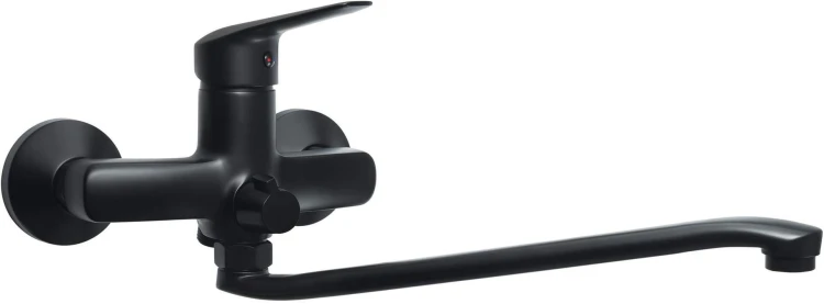 Bateria umywalkowa ścienna z wydłużoną wylewką Boro nero Deante
