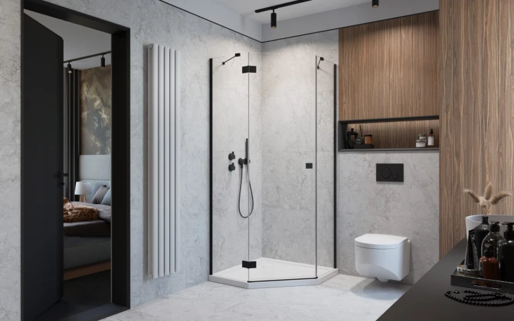 Kabina pięciokątna Radaway Essenza Black PTJ 100x80x200 lewa