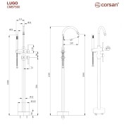 Bateria wannowa wolnostojąca corsan lugo cmb7535gm gunmetal