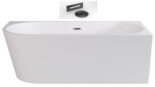 Wanna wolnostojąca Zoya Besco 150x75 prawa biała maskownice grafitowe