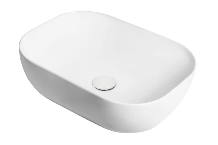 Umywalka nablatowa mono prostokątna 460x320x140 mm z korkiem białym