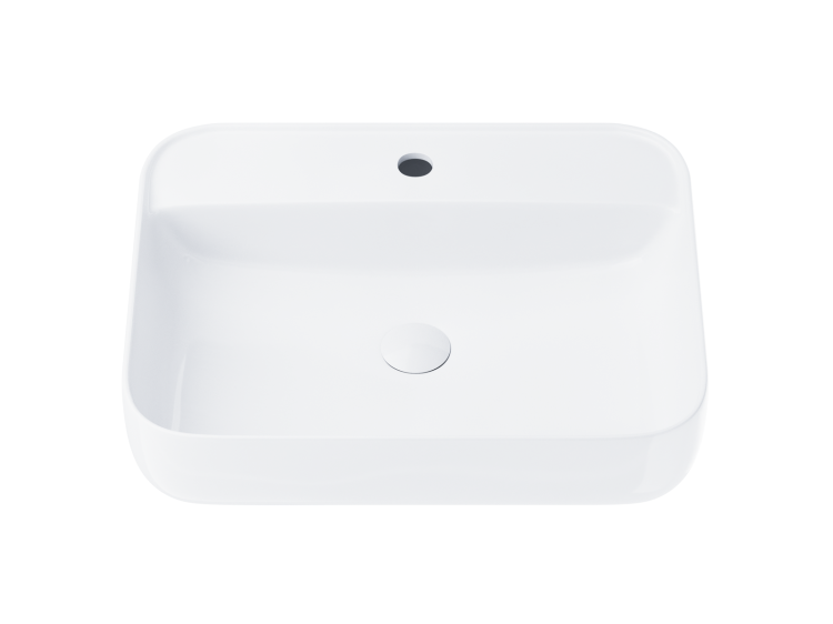 Umywalka nablatowa ango prostokątna 500x400x140 mm z korkiem białym