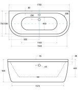 Wanna przyścienna Besco Volya 170x75 cm biała