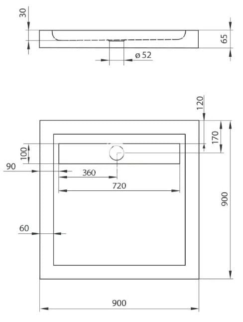 Brodzik kwadratowy biały Minimal 90x90 Deante