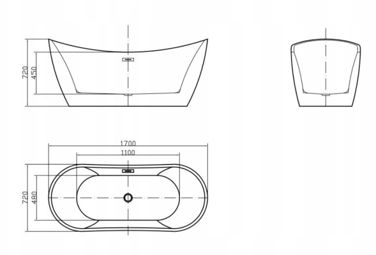 Wanna wolnostojąca PRESENA 170 cm AD NATURALNIE