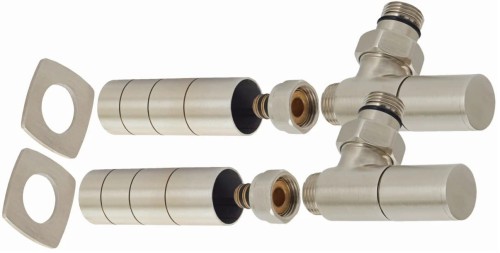 Zestaw zaworów kątowy Round M Sunerzha stal szczotkowana