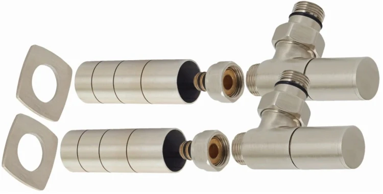 Zestaw zaworów kątowy Round M Sunerzha stal szczotkowana