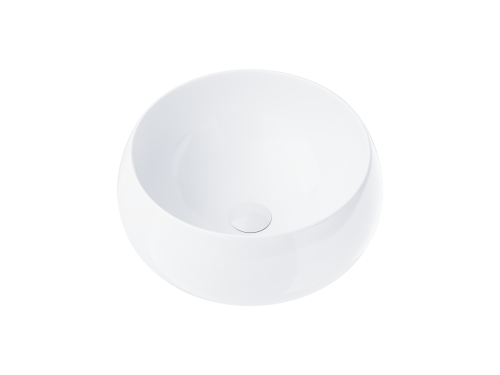 Wolnostojąca umywalka nablatowa corsan 649926 okrągła biała 40 x 40 x 16 cm z korkiem białym