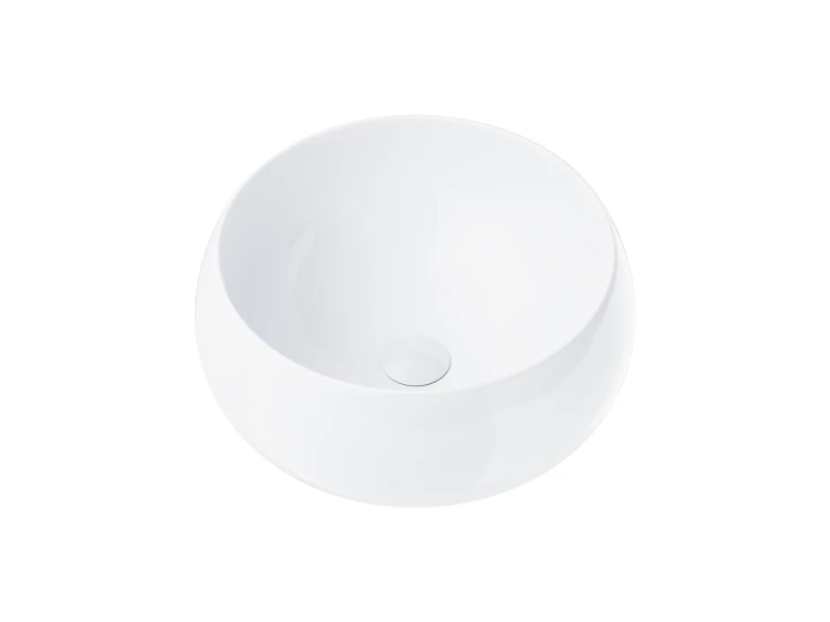 Wolnostojąca umywalka nablatowa corsan 649926 okrągła biała 40 x 40 x 16 cm z korkiem białym