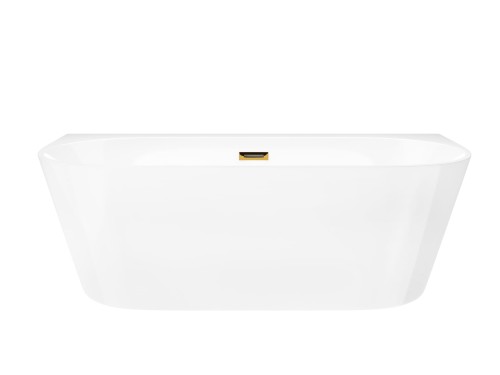 Wanna przyścienna wolnostojąca corsan e030 mono 150 cm z szeroką krawędzią i wykończeniem złotym