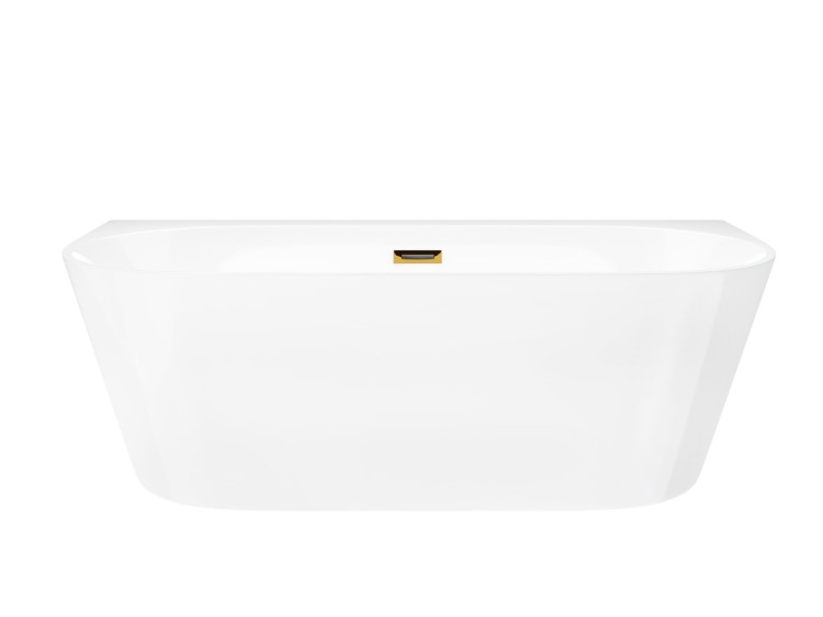 Wanna przyścienna wolnostojąca corsan e030 mono 150 cm z szeroką krawędzią i wykończeniem złotym