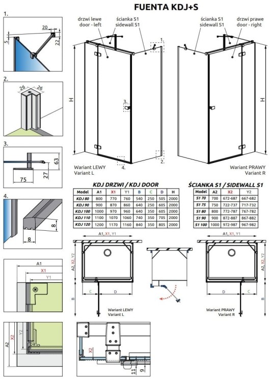 Kabina prysznicowa Radaway Fuenta KDJ+S 90x80x200 lewa