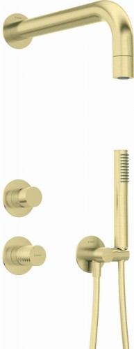 Zestaw prysznicowy podtynkowy złoto szczotkowane Silia Hexa Deante