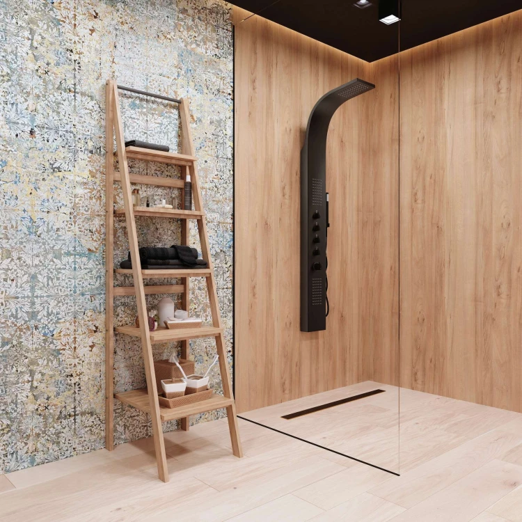 Panel prysznicowy corsan samsara mieszacz czarna stal deszczownica led