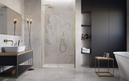 Drzwi prysznicowe Furo Brushed Gold DWJ Radaway lewe złote