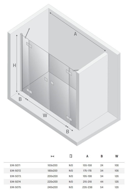 Drzwi prysznicowe New Trendy Reflexa 160x200 szkło czyste