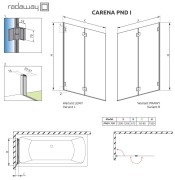 Parawan nawannowy Radaway Carena PND 130x150 prawy, szkło przejrzyste