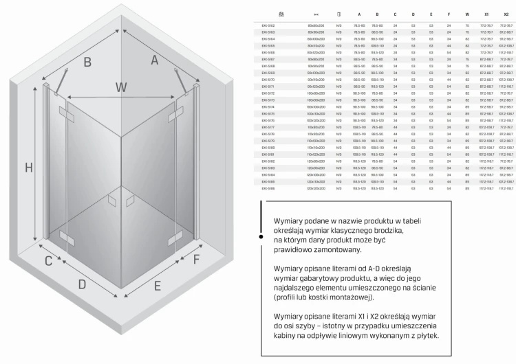 Kabina dwudrzwiowa New Trendy Reflexa 120x100x200 szkło czyste