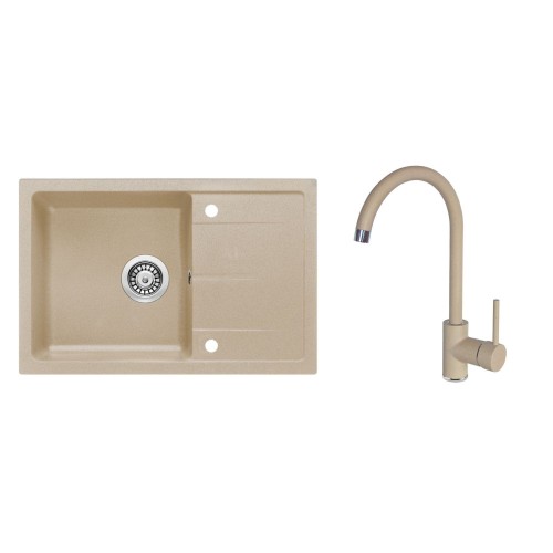 Zlewozmywak stalowy + bateria zlew. stojąca + osprzęt Deante