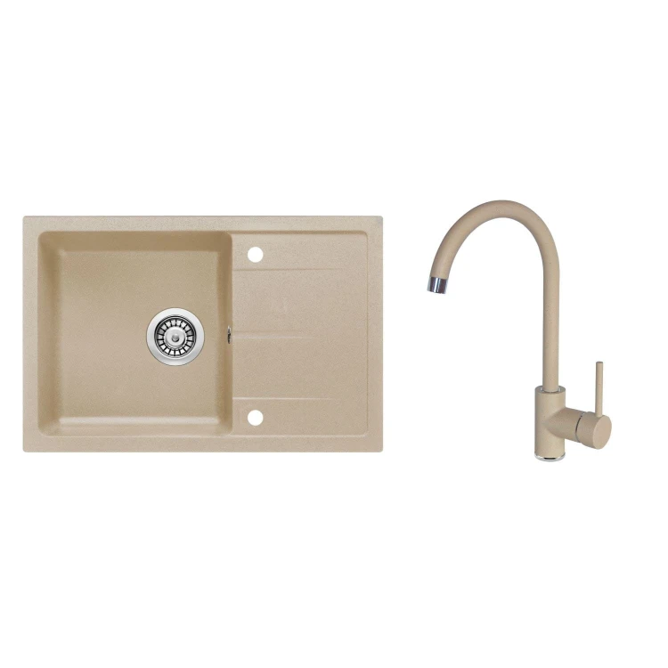 Zlewozmywak stalowy + bateria zlew. stojąca + osprzęt Deante