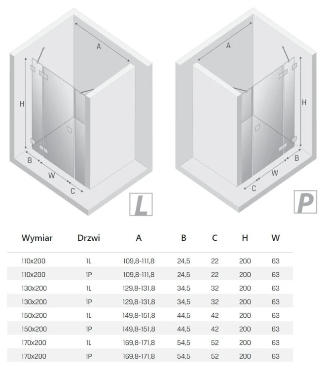 Drzwi prysznicowe New Trendy Eventa Copper Shine lewe czyste