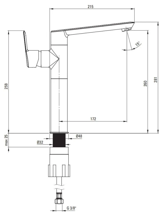 Bateria umywalkowa wysoka Arnika Deante złota